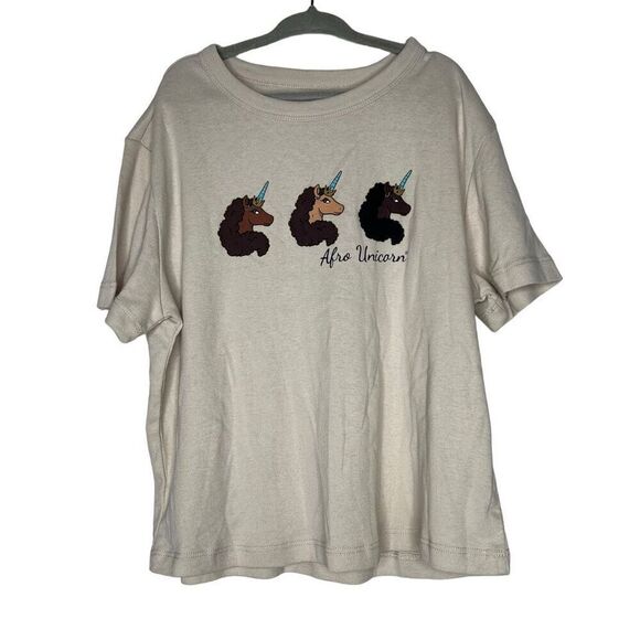 NWOT Afro Unicorn Girls Printed Logo Tee XS - Picture 1 of 6